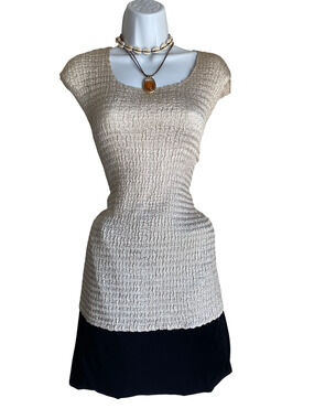 VTG EK Designs Plus 1X Soft Satin crinkly Tunic Tank Top Office Siren Coquette